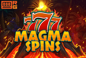 Огненные семёрки и надпись Magma Spins на фоне лавы